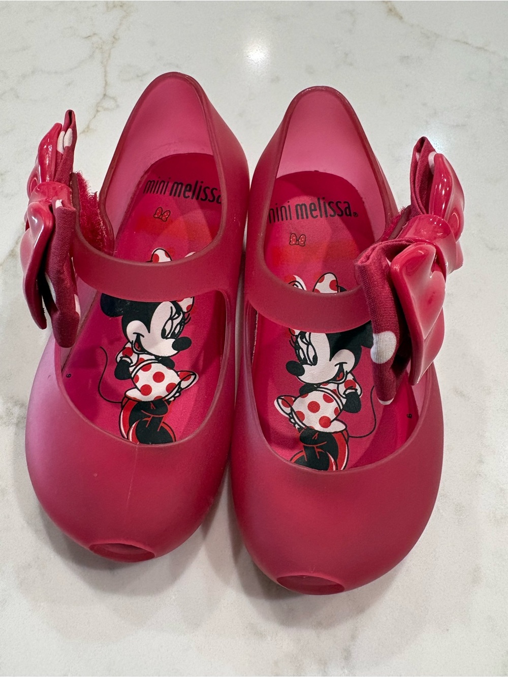 Mini Melissa Hot Pink Minnie Mouse Jelly Mary Janes with Bow